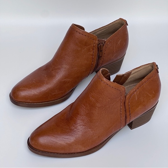 Naturalizer Shoes - Naturalizer Zarie Bootie Saddle Tan Tumbled Leather Size 6.5 NWT